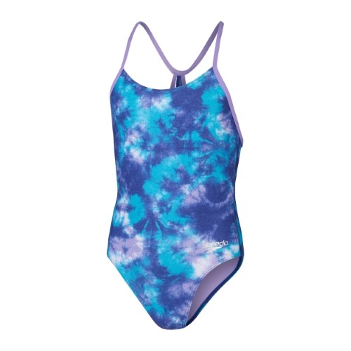 Speedo - Girls - Allover Digital Lane Back One Piece - Ammonite/Miami Lilac/Aquarium/White