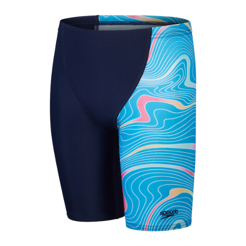 Speedo - Boys - Digital V Cut Jammer - True Navy/Pool/Pumpkin Spice