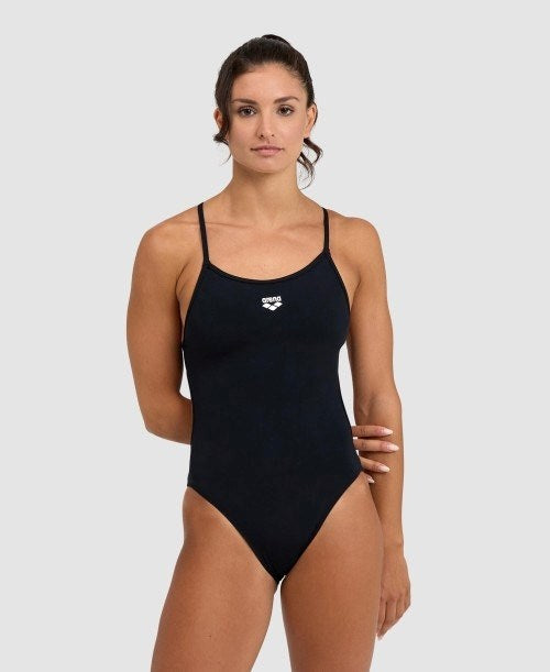 Arena - Womens - Lace Back Solid One Piece - Black-White