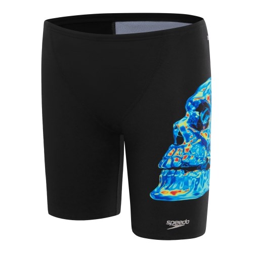 Speedo - Boys - Endurance+ Skull V-cut Jammer - Black/Picton Blue/True Cobalt/Harlequin Green