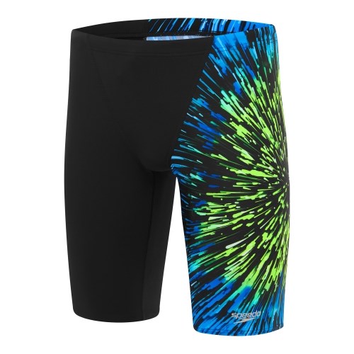 Speedo - Mens - Endurance+ Placement V-Cut Jammer - Black/Picton Blue/Harlequin Green