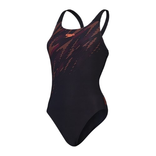 Speedo - Womens - Hyperboom Placement Muscleback One Piece - Black/Siren Red/Plum Dandy