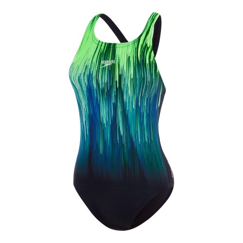 Speedo - Womens - Endurance+ Placement Medalist One Piece - Black/Picton Blue/Harlequin Green