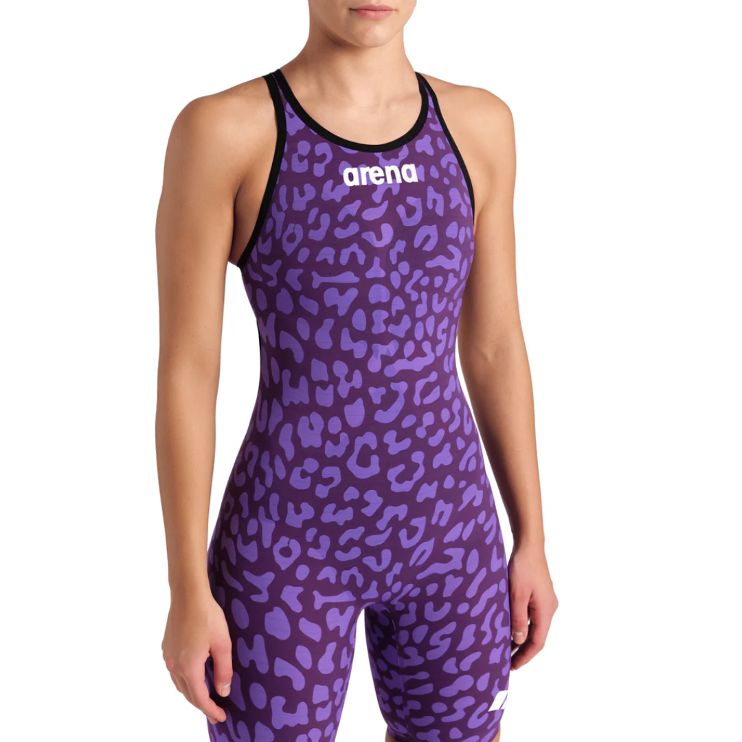 Arena - Womens - Powerskin Carbon Air2 Open Back Kneeskin - Limited Edition Leopard Skin Violet