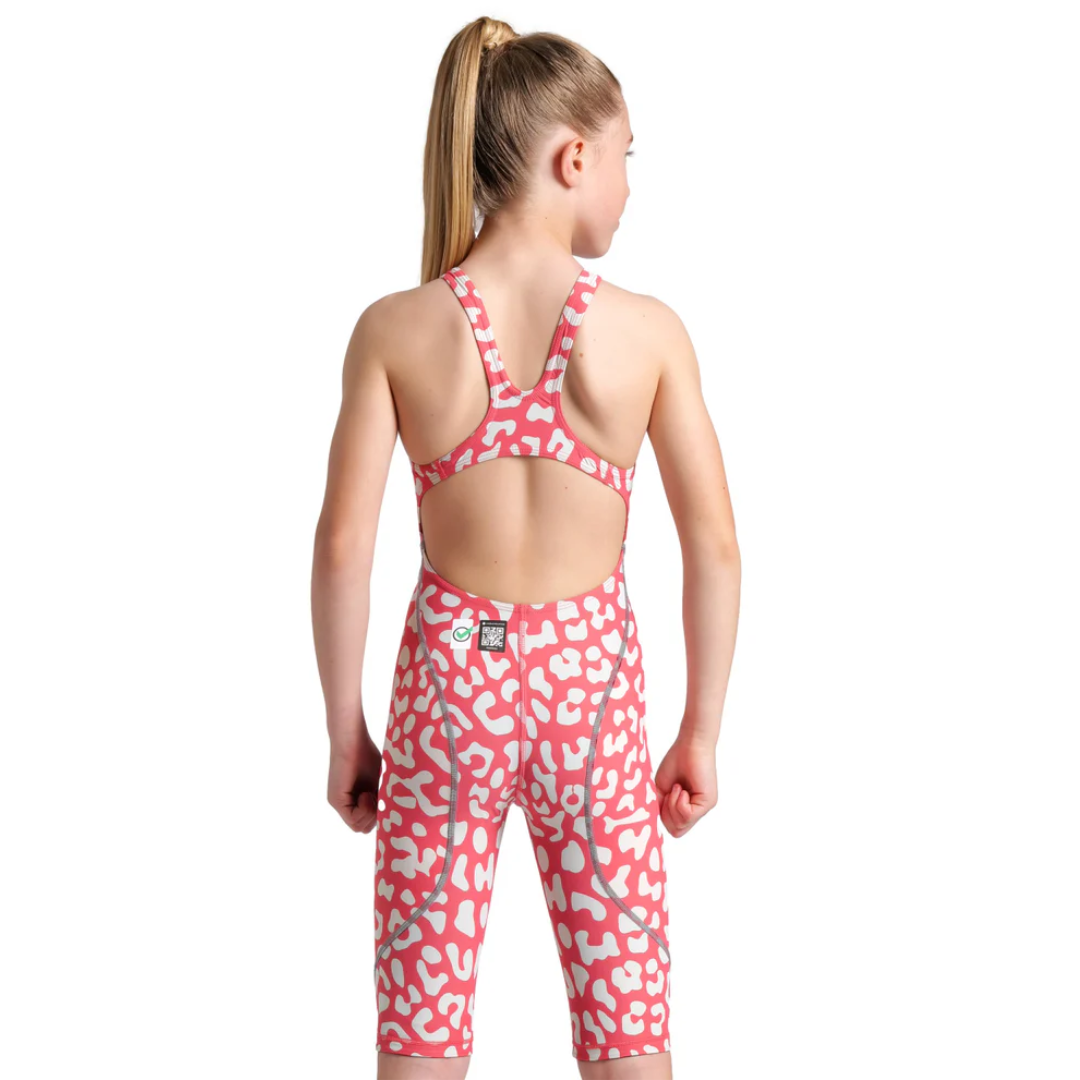 Arena - Girls - Powerskin ST NEXT Limited Edition Full Body Open Back - Leopard Skin Geranium