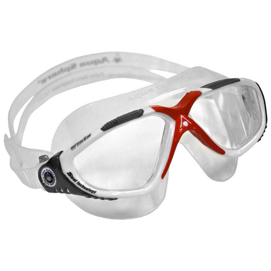 Aqua Sphere - Vista Mask - White Grey Red Frame Clear Lens