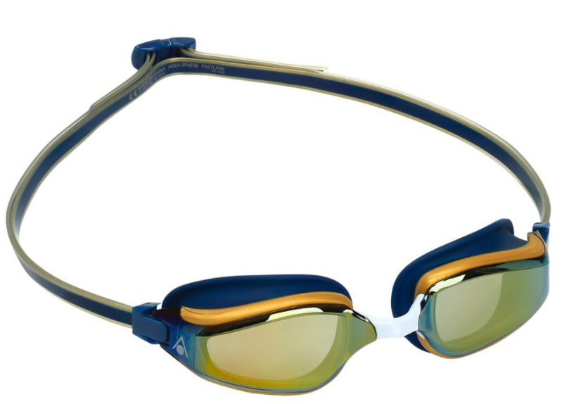 Aqua Sphere - Fastlane Goggles - Mirrored Gold Lens - Navy Blue/Gold