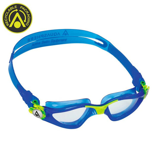 Aqua Sphere - Kayenne Jr Swim Goggle - Clear Lens Navy Yellow Frame