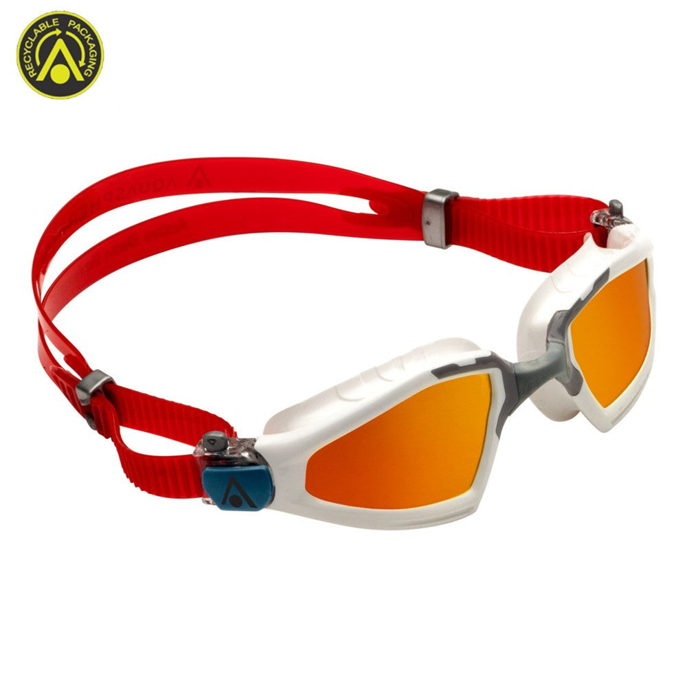 Aqua Sphere - Kayenne Pro Titanium Mirror Lens Goggle - Red Titanium Mirror White Grey Frame