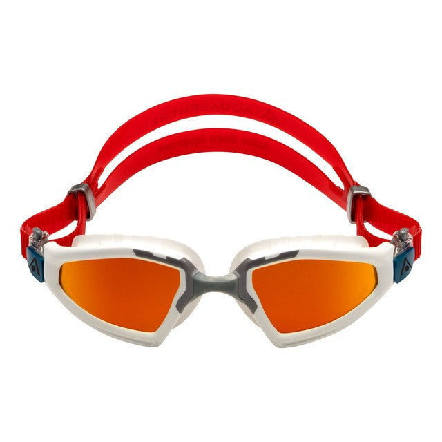 Aqua Sphere - Kayenne Pro Titanium Mirror Lens Goggle - Red Titanium Mirror White Grey Frame