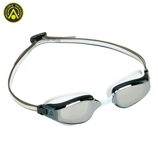 Aqua Sphere - Fastlane Goggles - Mirrored Silver Lens - White/Grey