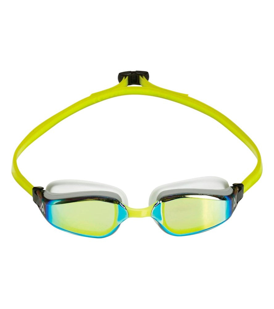 Aqua Sphere - Fastlane Titanium Mirrored Goggles - Yellow Titanium Mirrored Lens - White with Yellow Strap