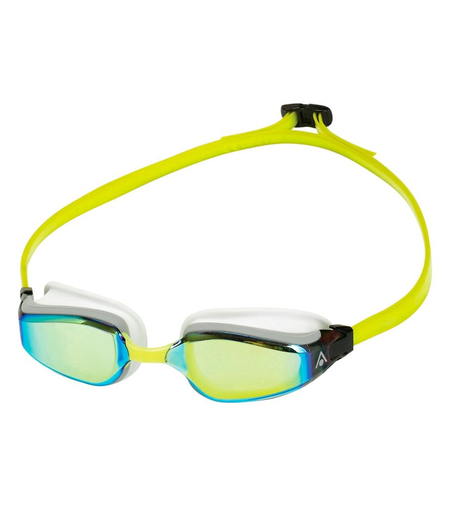 Aqua Sphere - Fastlane Titanium Mirrored Goggles - Yellow Titanium Mirrored Lens - White with Yellow Strap