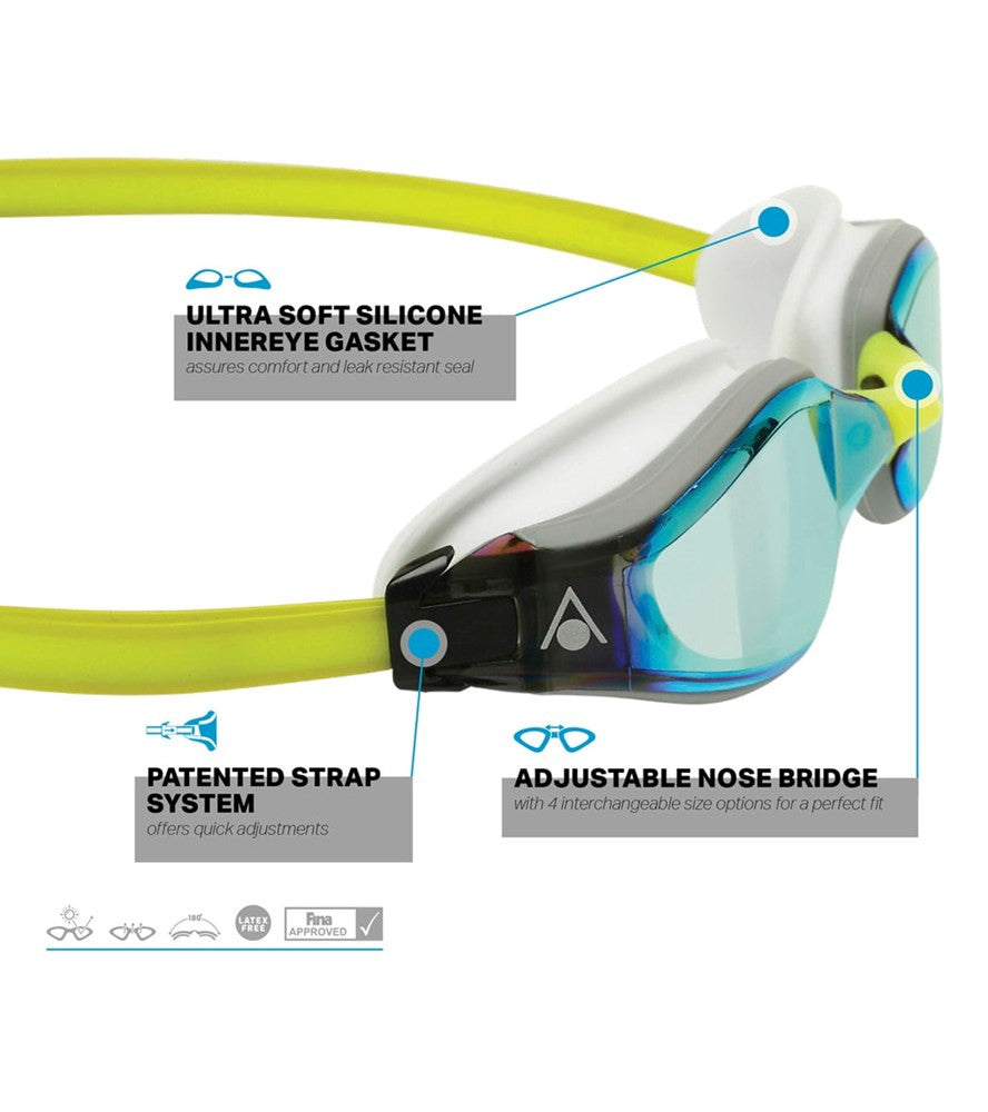 Aqua Sphere - Fastlane Titanium Mirrored Goggles - Yellow Titanium Mirrored Lens - White with Yellow Strap