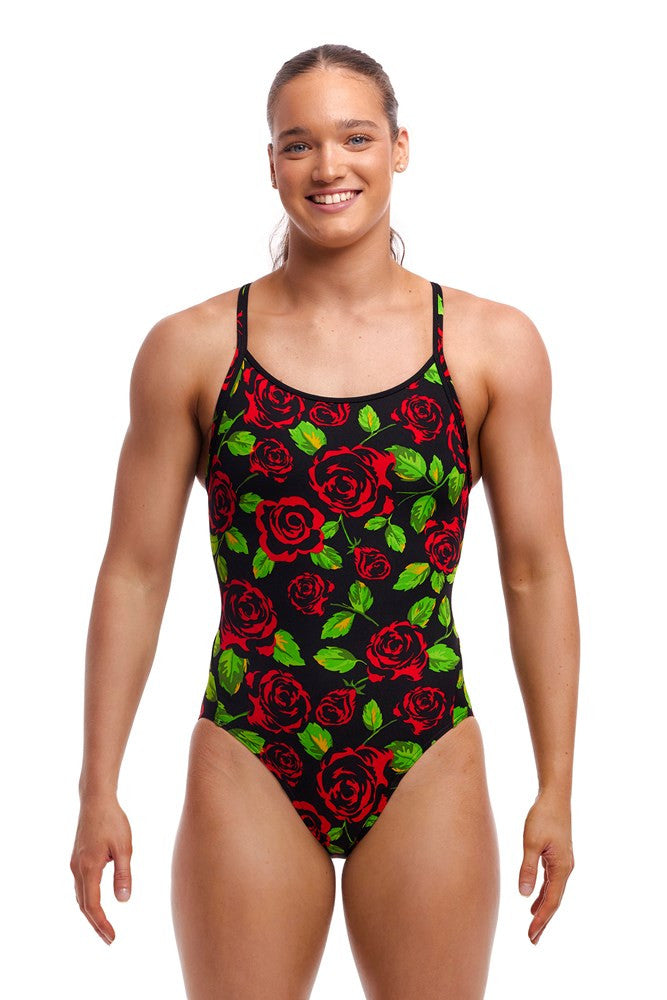 Funkita - Womens - Diamond Back One Piece - Black Rose