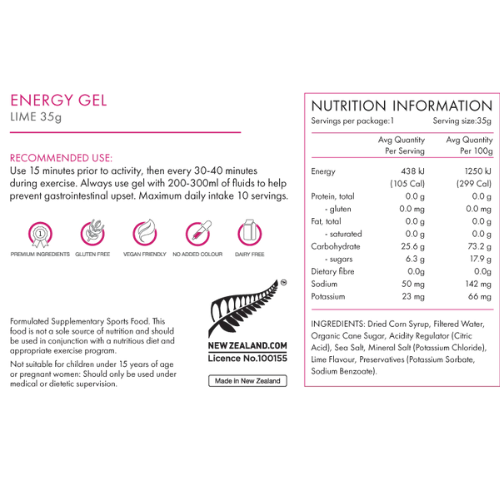 PEAK FUEL Energy Gels - 16 Pack Lime