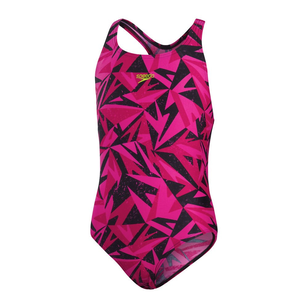 Speedo - Girls - Hyperboom Allover Medalist One Piece - Black/Electric Pink/Ecstatic