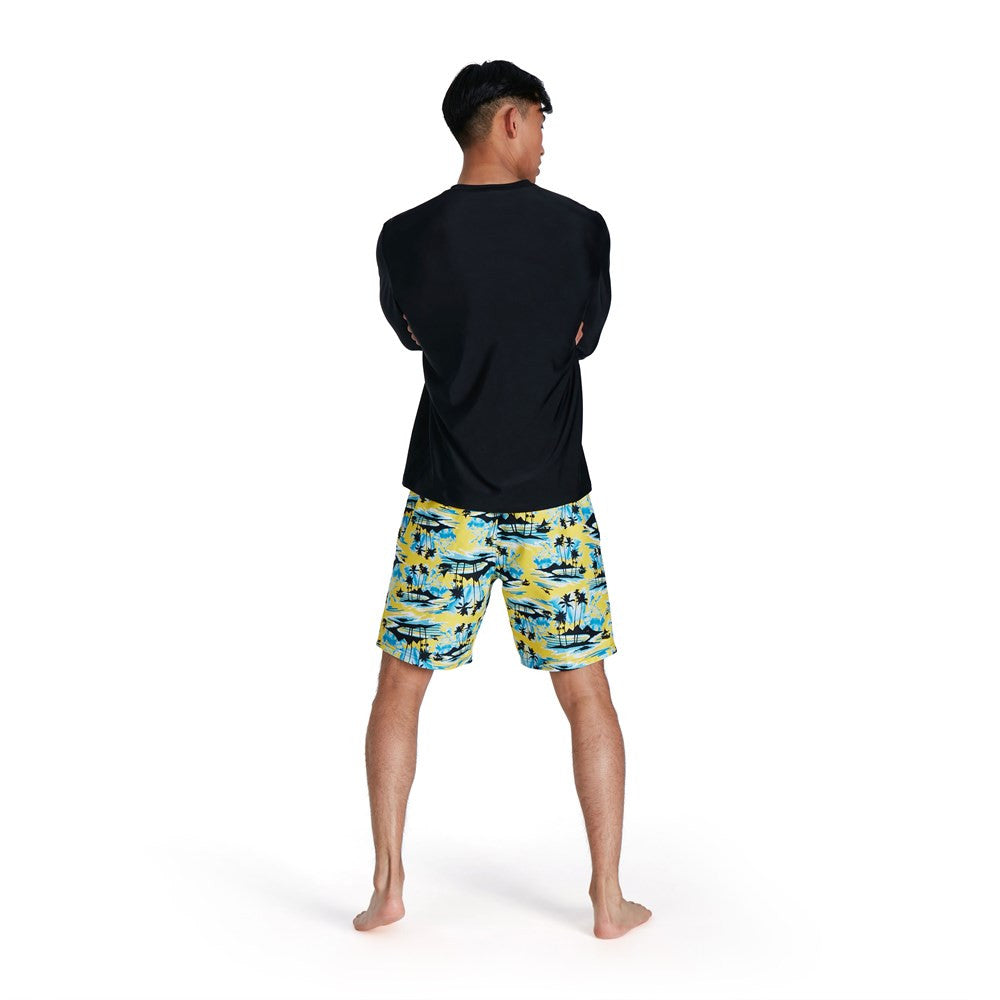 Speedo - Mens - Printed Long Sleeve Swim Tee Sun Top - Black/White