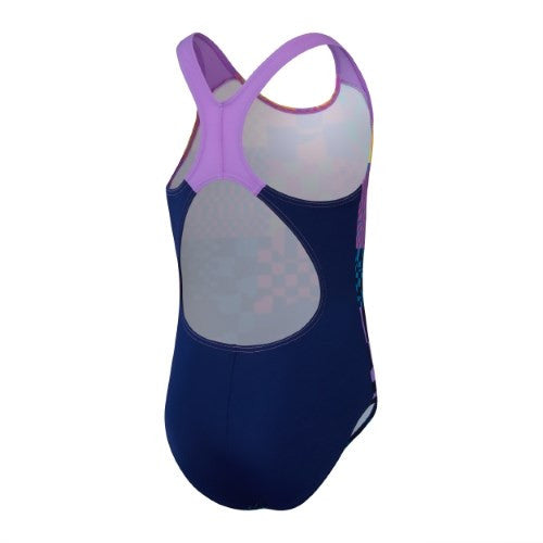 Speedo - Girls - Endurance+ Digital Placement Splashback One Piece - True Navy/Sweet Purple/Flare Pink/Bolt/Mandarin Peel/Lemon Drizzle Bitter Lime