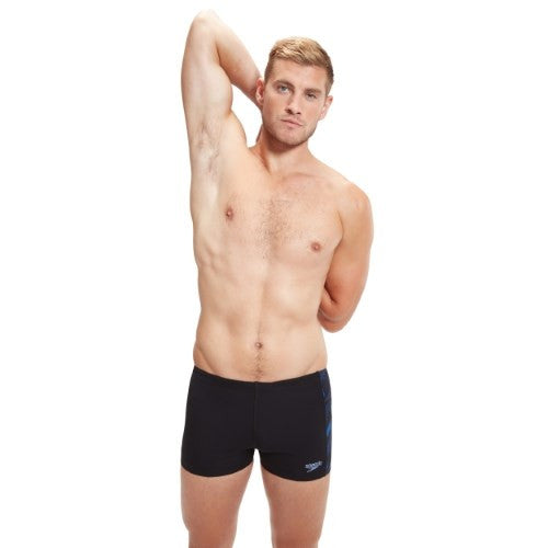 Speedo - Mens - Endurance+ HyperBoom Panel Aquashort - Black/Curious Blue/True Cobalt