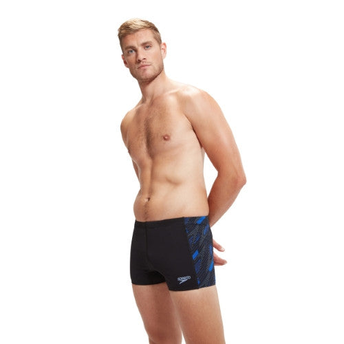 Speedo - Mens - Endurance+ HyperBoom Panel Aquashort - Black/Curious Blue/True Cobalt