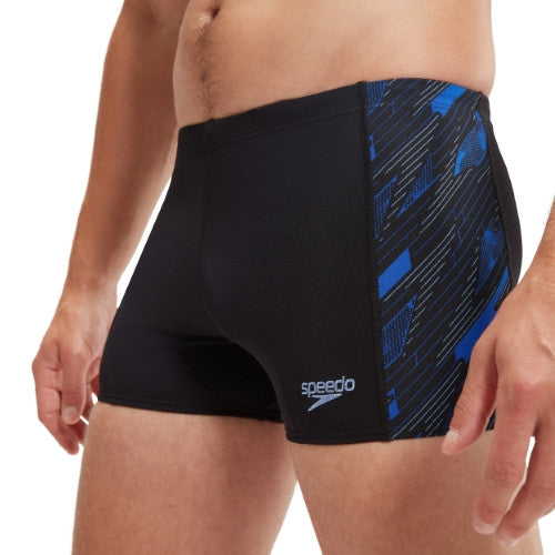 Speedo - Mens - Endurance+ HyperBoom Panel Aquashort - Black/Curious Blue/True Cobalt