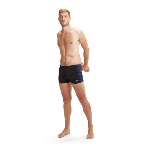 Speedo - Mens - Endurance+ HyperBoom Panel Aquashort - Black/Curious Blue/True Cobalt