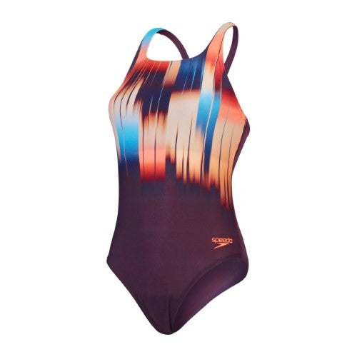 Speedo - Womens - Endurance+ MAX Digital Printed Medalist One Piece - Plum Dandy/Siren Red/Nectarine/Picton