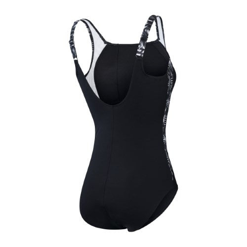 Speedo - Womens - Shaping Luna Lustre One Piece - Black/Oxide Grey/White