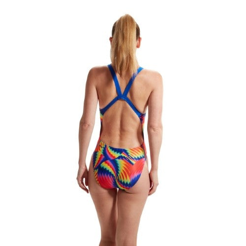 Speedo - Womens - Endurance+ Allover Digital Leaderback One Piece - Watermelon/Flare Pink/Mandarin Peel