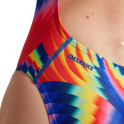 Speedo - Womens - Endurance+ Allover Digital Leaderback One Piece - Watermelon/Flare Pink/Mandarin Peel