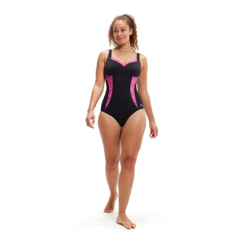 Speedo - Womens - Shaping Luna Elustre One Piece - Black/Bloominous Pink/Cupid Coral