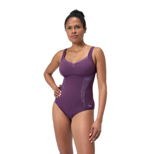 Speedo - Womens - Shaping Luna Lustre One Piece - Plum Dandy