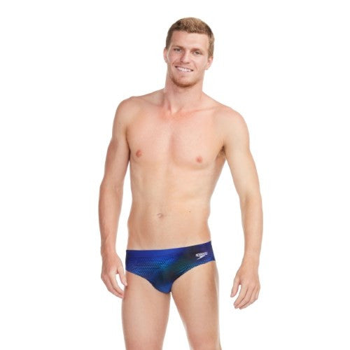 Speedo - Mens - Allover Printed 7cm Brief - Beautiful Blue/Bolt/Carrot Cake