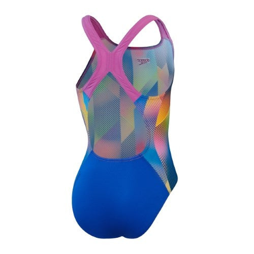 Speedo - Girls - Endurance+ Digital Allover Powerback One Piece - True Cobalt/Kiki Pink/Lemon Drizzle/Matcha/Siren Red