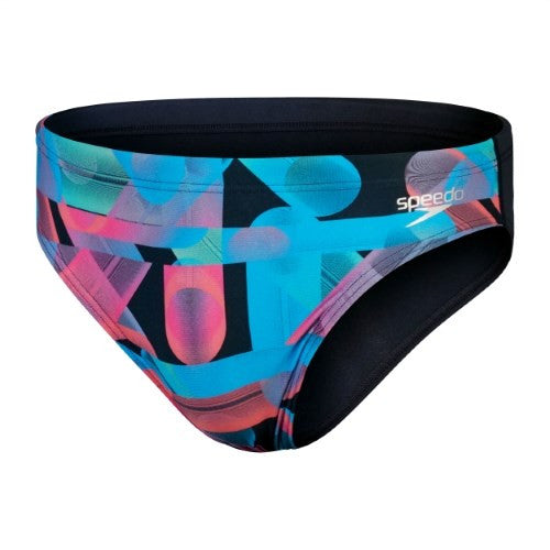 Speedo - Mens - Allover Digital 7cm Brief - True Navy/Siren Red