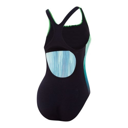 Speedo - Womens - Endurance+ Placement Medalist One Piece - Black/Picton Blue/Harlequin Green