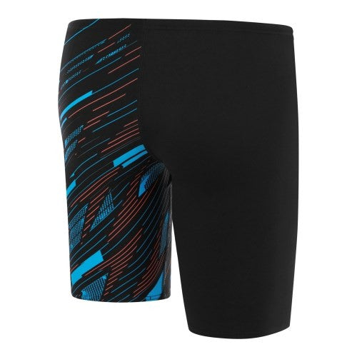 Speedo - Boys - Endurance+ Allover Hyperboom V-Cut Jammer - Black/Picton Blue Siren Red