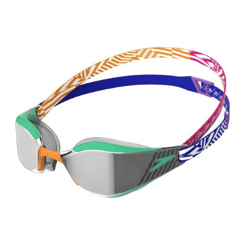 Speedo - Fastskin Hyper Elite Mirror Goggle - Harlequin Green/Mandarin Peel/True Cobalt