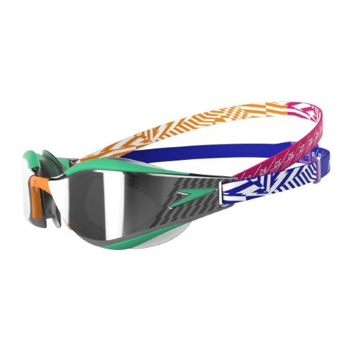 Speedo - Fastskin Hyper Elite Mirror Goggle - Harlequin Green/Mandarin Peel/True Cobalt