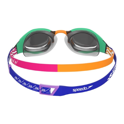 Speedo - Fastskin Hyper Elite Mirror Goggle - Harlequin Green/Mandarin Peel/True Cobalt