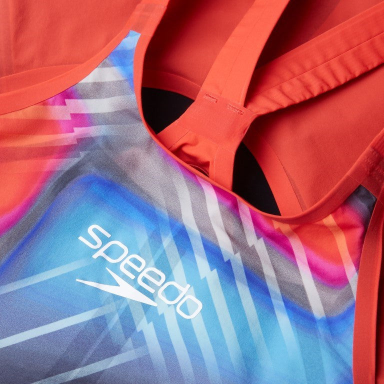 Speedo - Womens - Fastskin LZR Pure Valor 2 Openback Kneeskin - Flame Red/Picton Blue