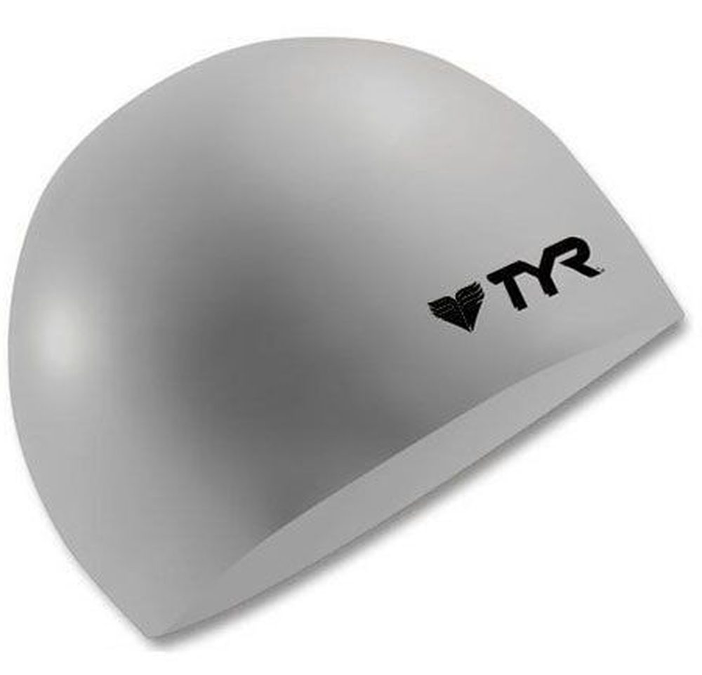 TYR - Silicone Swim Cap Wrinkle Free - Silver - FINA Approved