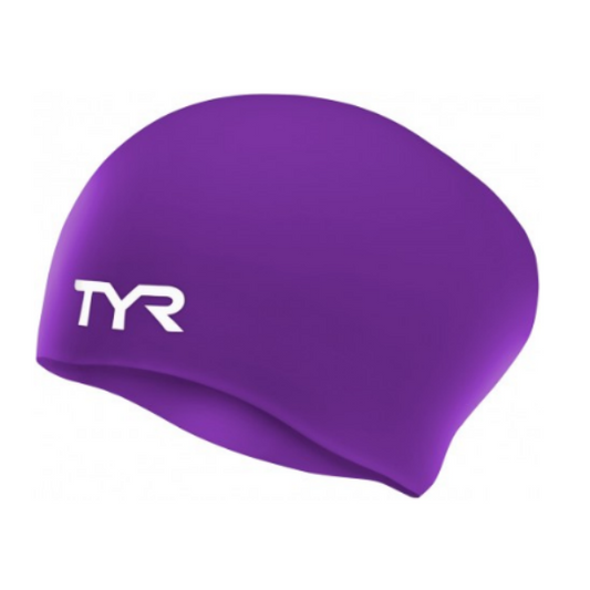 TYR - Silicone Swim Cap Long Hair Wrinkle Free  - Purple