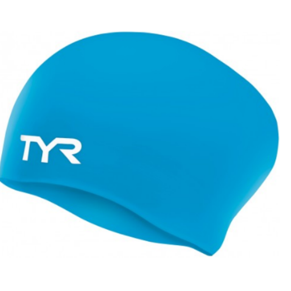 TYR - Silicone Swim Cap Long Hair Wrinkle Free - Blue