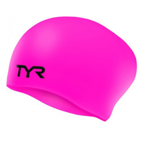 TYR - Silicone Swim Cap Long Hair Wrinkle Free - Fluro Pink