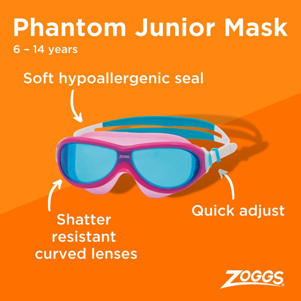 Zoggs - Phantom Junior Mask - Pink/White/Blue Lens