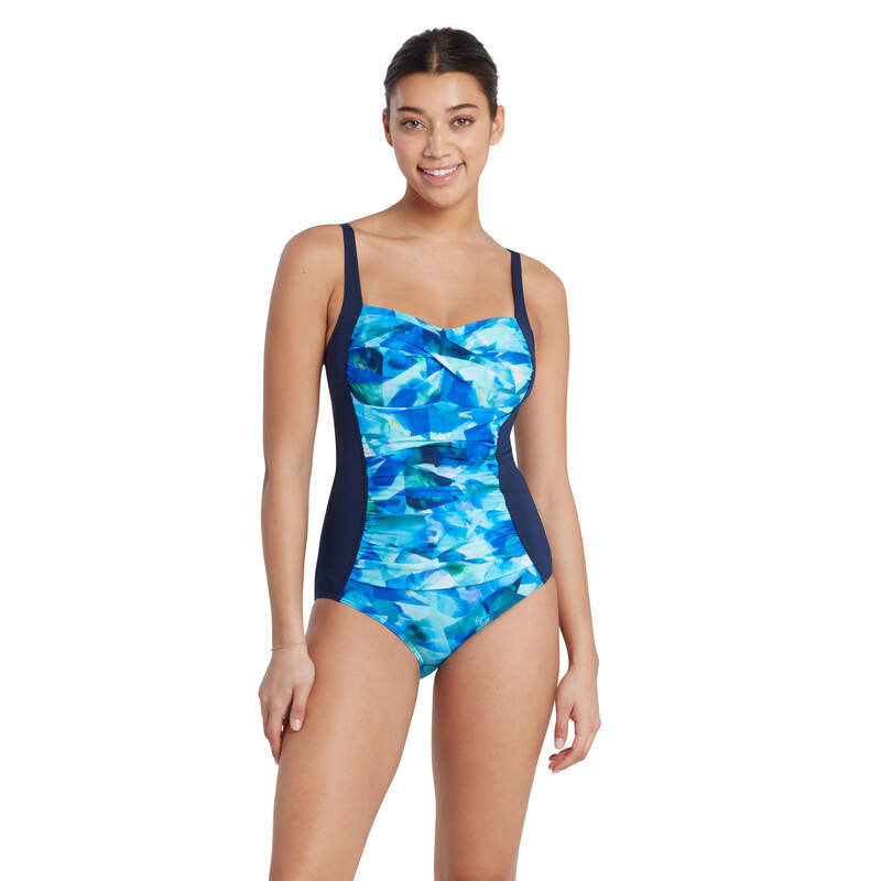 Zoggs - Womens - Ruched Front One Piece - Aqua Digital