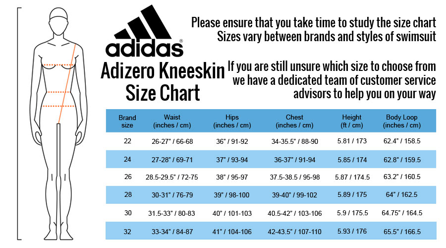 adidas swimming costume size guide
